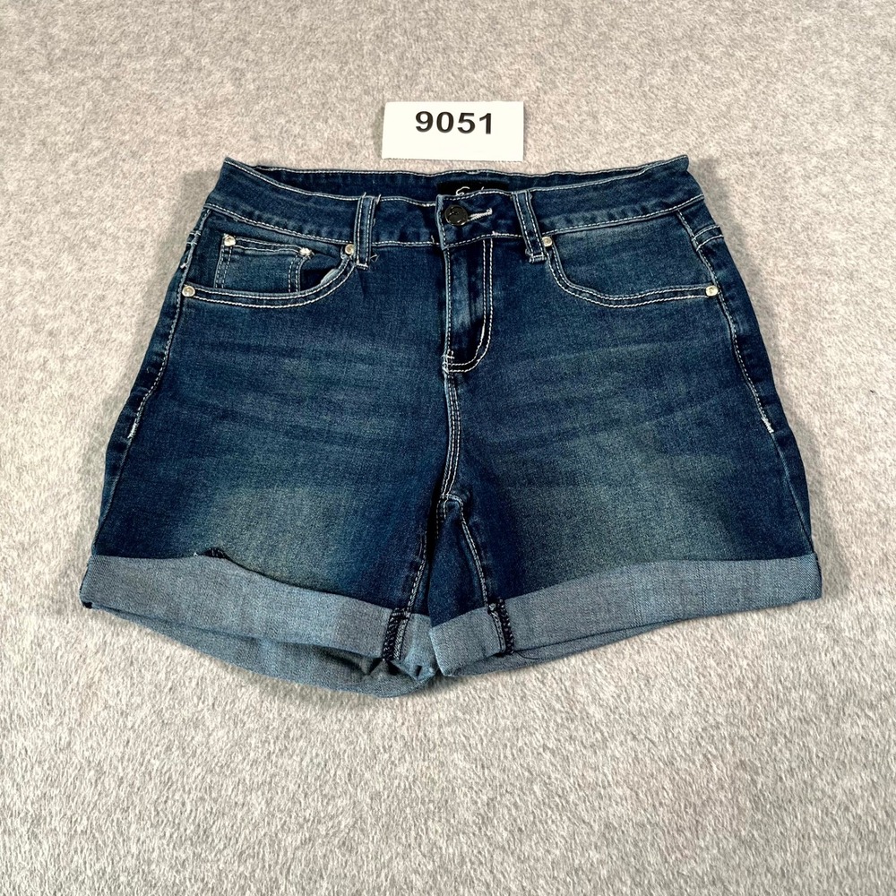 Americana Earl Jeans Shorts Womens 6 Blue Cotton Stretch Cuffed Hem USA